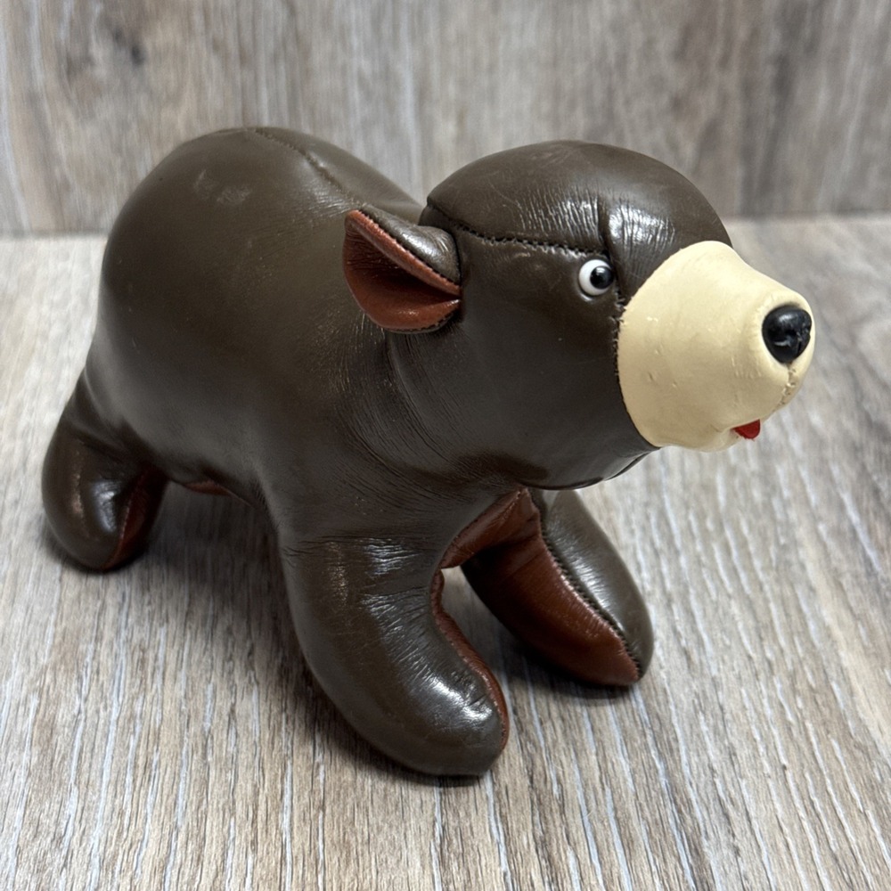 Vintage 1960's Tomi Japan Vinyl Leatherette Stuffed Bear Figurine 6"
